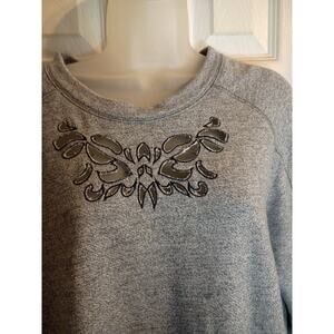 Soft Surroundings Sweater Pullover Gray Cutouts Side Zipper Accents Sz XL...